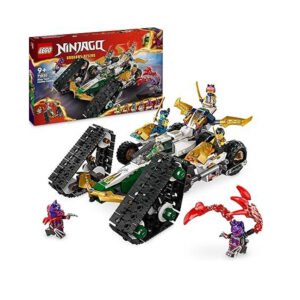 LEGO NINJAGO Vehículo Combinado del Equipo Ninja, Juego de Aventuras '4 en 1' con Planeador, Todoterreno de Carreras, 2 Motos de Juguete, 6 Minifiguras, Regalo para Niños y Niñas de 9 Años o Más 71820
