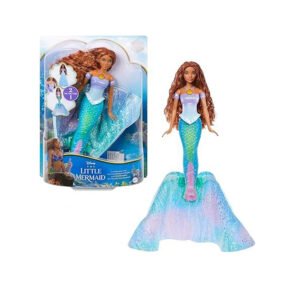 Mattel Disney La Sirenita Ariel humana a sirena Muñeca se transforma al pulsar un botón, juguete +3 años (HLX13)